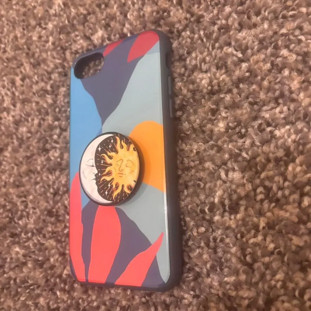Multi coloured pop socket phone